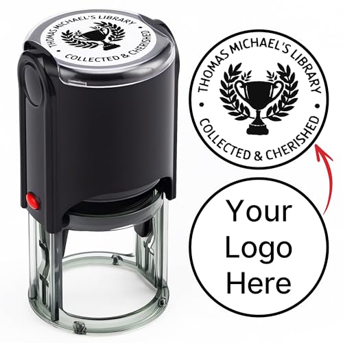GifXify Selbstfärbender Stempel – Personalisierter Gummistempel mit Name, Adresse, Text – 5 Größen und 5 Tintenfarben – nachfüllbar, saubere und klare Abdrücke für Büro oder Zuhause (Rund)