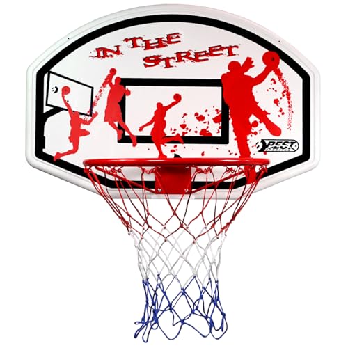 Best Sporting Basketballkorb mit Basketball-Board I Stabiler Basketballkorb mit Bord und Offizieller Größe Ø 45 cm inkl. Nylon-Korbnetz I Basketballkorb Outdoor für Kinder und Erwachsene