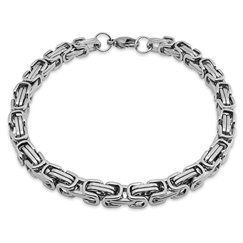 Soul-Cats Armband Edelstahl Königskette Panzerkette Armkette, Farbe: Silber, Stärke: 6 mm