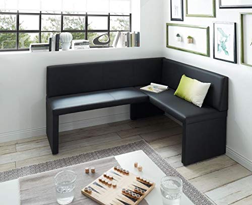 Eckbank Taina Esszimmerbank Sitzbank Küchen-Bank (168x128, schwarz LEB)