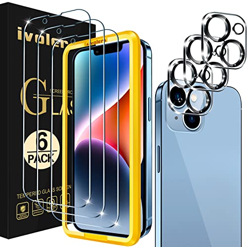 ivoler für iPhone 14 Panzer Schutz Glas, 6,1 Zoll，3+3 Stück