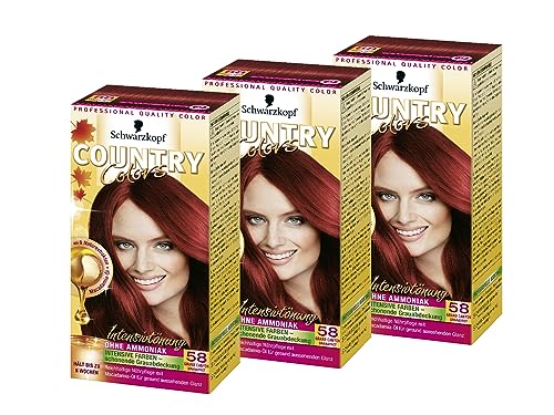 SCHWARZKOPF COUNTRY COLORS Intensiv-Tönung, Haarfarbe 58 Grand Canyon Granatrot, Stufe 2, 3er Pack (3 x 123 ml)