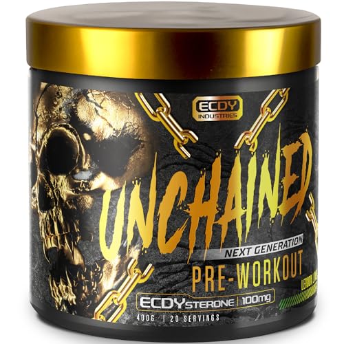 UNCHAINED Pre Workout Booster mit Koffein | 400 g | Fitness Booster mit L-Arginin, L-Citrulin-Malat & Beta-Alanin | Preworkout booster für 100% Fokus, Pump & Energy | Lemon Lime