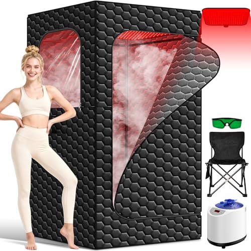 Saunen Tragbare Infrarot-Sauna mit Rotlicht-Panel, 160 LEDs 660/850nm