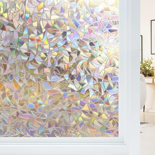 Haton Fensterfolie Blickdicht Regenbogen Bunt Sichtschutzfolie 44.5x200cm