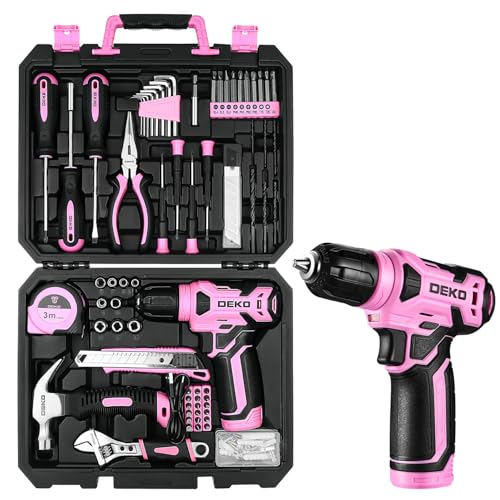 Werkzeugkoffer Akkuschrauber Werkzeugkasten Werkzeug Koffer Werkzeugset:DEKO Werkzeugkiste Bestückt 126-tlg. professionelle Werkzeugkiste für Heimwerker, für Büros und Garten, Rosa