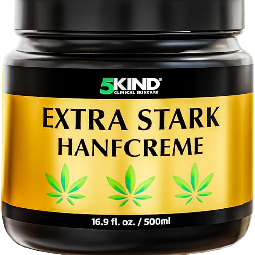 5kind Extra Starke Hanfcreme 500ml - Hochkonzentriertes Hanföl und Arnika-Creme - zur Massage von Gelenken & Muskeln, unterem Rücken, Knien, Nacken & Schultern - Reich an natürlichen Extrakten