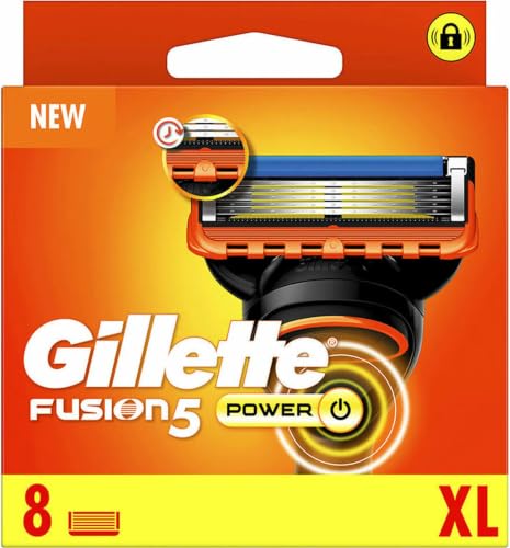 Gillette Fusion 5 Power Klingen Herren, 8 Original Rasierklingen, Orange