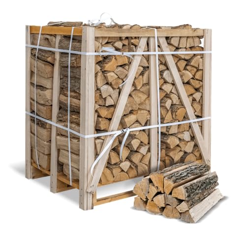 Eichenholz 25 cm - 1 RM (500 kg) Brennholz Eiche auf Palette - Kammergetrocknetes Kaminholz - Hartholz mit hohem Heizwert ≥ 4,2 kWh/kg - Ofenfertiges Feuerholz