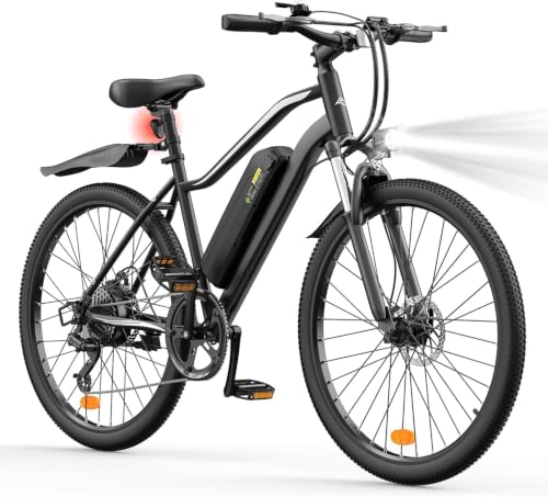 Xphenine E-Bike 36V 15Ah Akku, 100 KM Max Reichweite, 4 Stunden Schnellladung 26 Zoll E Bike Mountainbike mit Gefederter Vordergabel, 7 Gang Schaltwerk für Erwachsene