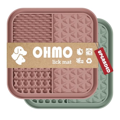 OHMO Schleckmatte Hund Leckmatte für Welpen Katze 2Pcs Dunkel&Hell Blau