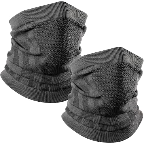 WTACTFUL 2 Stück Schlauchschal Herren Halbe Sturmhaube Motorrad Halstuch Herren Halswärmer Ski Mask Skimaske Halsschlauc Neck Gaiter Motorrad für Winter Laufen Skifahren Snowboarden Alle Schwarz