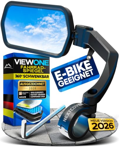 NEXTCOVER® Fahrradspiegel für Lenker [links] – E-Bike & Pedelec geeignet I ProVision-Echtglas I fest sitzender Fahrrad Rückspiegel I Spiegel links I Rückspiegel Fahrrad I EScooter
