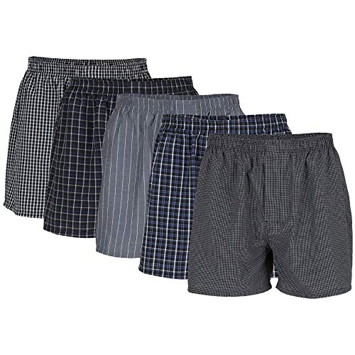 Gildan Herren Gewebte Boxershorts, Multipack Boxershorts, Schwarze Streifen Sortiert (5er-pack), M EU