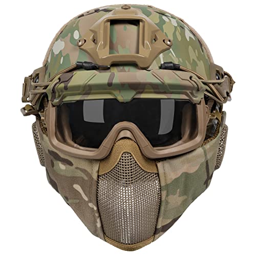 OneTigris Airsoft Helm, Mich 2000 Paintball Helm mit Maske und Schutzbrille für Airsoft Paintball