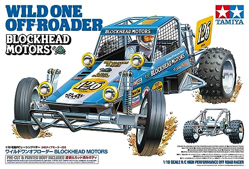 TAMIYA 58695 1:10 RC Wild One OR Blockhead Motor - ferngesteuertes Auto, RC Fahrzeug, Modellbau, Bausatz zum Zusammenbauen, Hobby, Basteln, Hellblau, Blau