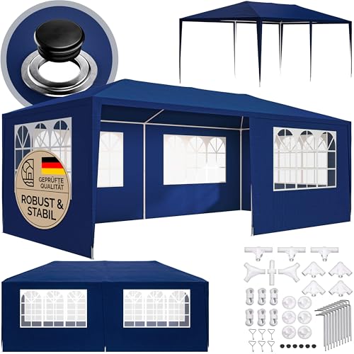 CASARIA® Pavillon 3x6m UV-Schutz 18m² Dachösen Wasserabweisend 6 Seitenteile Stabil Festival Festzelt Partyzelt Fenster Gartenzelt Fest Blau