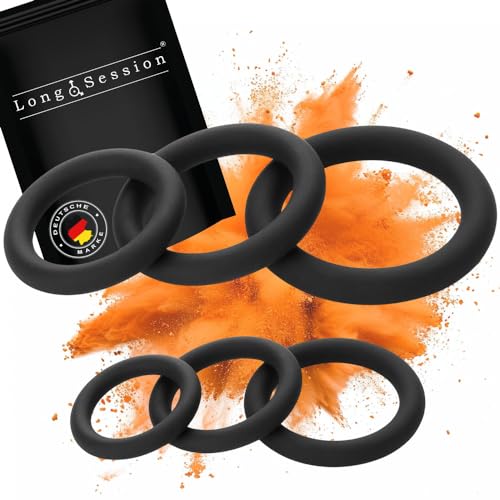 Long.Session® Penisring Set aus Silikon - VERBESSERTE VERSION 2.0 - Als Penisringe und Hodenringe für den Mann - Cockringe für eine härtere und längere Erektion - Penis Ring und Hodenring