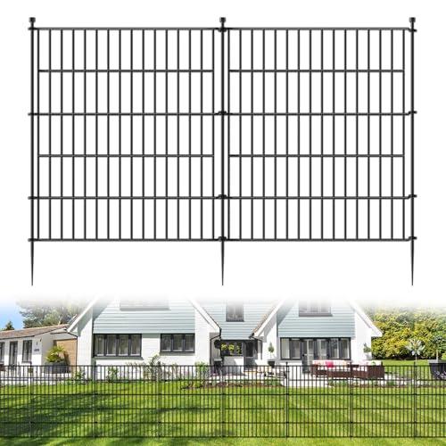 10 Paneele Dekorativer Gartenzaun, 81 cm Hoch Gesamtlänge 719 cm Hundezaun für den Außenbereich, Rostfreier Metallzaun, Temporärer Tierzaun als Barriere für Garten, Hof und Terrasse
