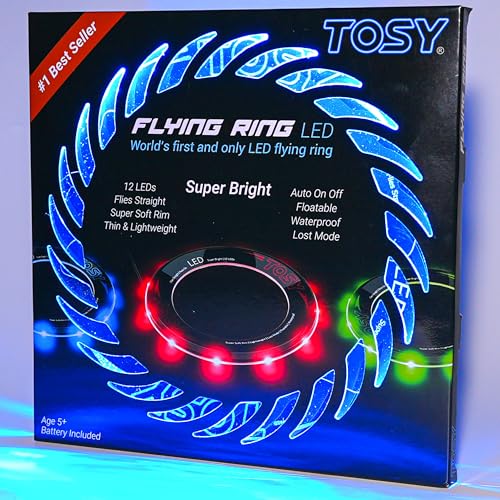 TOSY Flying Ring – 36 RGB-LEDs (Mehrfarbig), superhell, Lost-Mode, Auto-Aufleuchten, Ostergeschenk, sicher, wasserdicht, Spielzeug für Pool/Strand/Camping