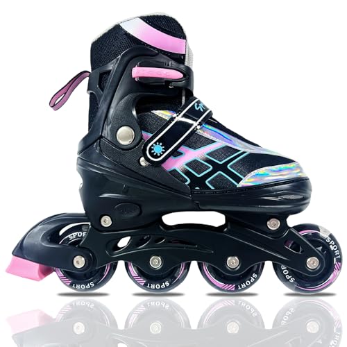 Inline-Skates für Kinder, Mädchen & Jungen im Alter von 4-6, 5-8, 6-12, 8-12 Jahren – Verstellbare Rollschuhe für Anfänger, Jugendliche, Indoor & Outdoor, größenverstellbar