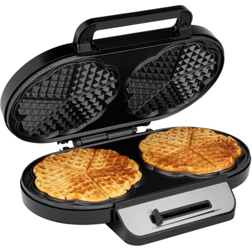 Clatronic® Waffeleisen mit 2 antihaftbeschichteten Backflächen | Waffeleisen Herzform stufenlos einstellbarer Bräunungsgrad & Backampel | 2 Waffeln pro Backvorgang | 1200W | WA 3745