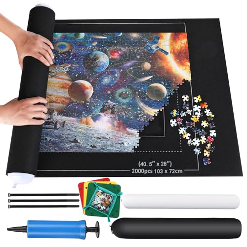 Puzzlematte Puzzlerolle, Puzzelmatten für Puzzle bis 2000,1500,1000 leicht zu lagern und zu transportieren,Riesenfilzmatte zur Aufbewahrung von Puzzles