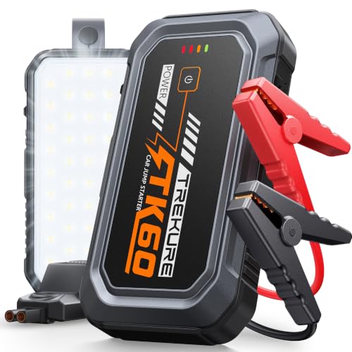 TREKURE Starthilfe Powerbank für PKW 7000A, Auto Starthilfe Powerbank für bis zu 9L Benzin & 6,5L Diesel, Starter Powerbank mit Zwangsstart, Magnetische Frontfläche, 4-in-1 LED Arbeitslicht