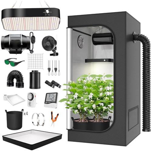 TOPRON Growzelt Komplettset Led Grow Tent Kit 200W LED Vollspektrum Grow Lampe Dimmbar, 80x80x180cm GrowZelt Kit Komplettes Hydroponics Grow Tent Complete Set (80x80x180cm)