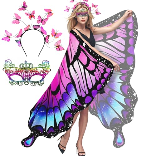 Taechalingo Schmetterling Kostüm Damen,Schmetterling Kostüm Erwachsene,Faschingskostüme Damen,Karneval Kostüm,Faschingskostüme Damen,für Halloween Karnevel Cosplay