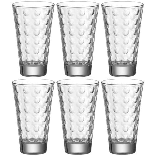 Leonardo Optic Trink-Gläser 6er Set, spülmaschinengeeignete Saft oder Wasser Gläser, Trink-Becher aus Glas mit Muster, 300 ml, 012684