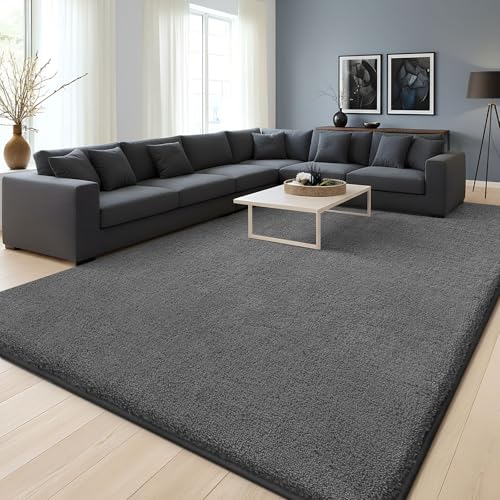 Homaxy Moderner Teppich Wohnzimmer 120x160 cm Kuscheliger Flauschig Weich waschbar Teppiche Anti-Rutsch Unterseite Kurzflor Matte fürs Flur, Kinderzimmer, Schlafzimmer, Dunkelgrau