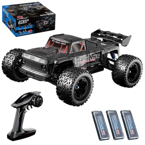 X-Verse 1:12 70KM/H Ferngesteuertes Auto für Erwachsene, 4WD Wasserdichtes Schnelles RC Truck mit 3S Bürstenloser Motor, 2.4GHz All Terrain Offroad RC Truggy- 3 Batterien