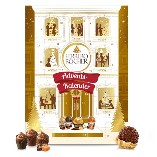 Ferrero Rocher & Goldene Momente Adventskalender 2026, Pralinen, 258 g | Adventskalender mit leckeren Schokoladen-Spezialitäten, Geschenk für Frauen & Männer