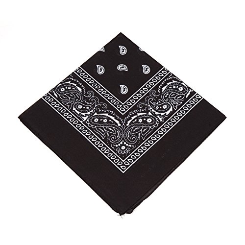 BOOLAVARD 1, 6, 9 oder 12 Stück Cowboy Bandanas Bandana mit original Paisley Muster,1er pack,Schwarz