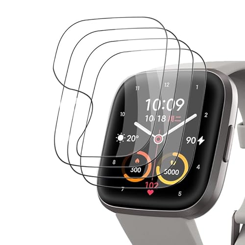 Devgoed [4 Stück] für Folie Fitbit Versa 2 Weich TPU Glasschutzfolie, Fall-Freundlich Displayschutz Fitbit Versa 2 Displayfolie, Kristall-Klar, Einfach Anzuwenden Schutzfolie Panzerglas