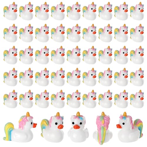 Camptrip 50 Stück Mini Harz Tierfiguren, Einhorn Enten, Spielfiguren für Miniatur Landschaftsgärten Bonsai Fischbecken Aquarien Puppenhaus, Dekoration