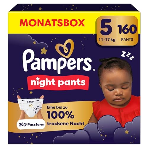 Pampers Night Pants Größe 5, 160 Windeln, 11-17kg, Pampers Night Pants Bieten Zusätzlichen Schutz Für Die Ganze Nacht
