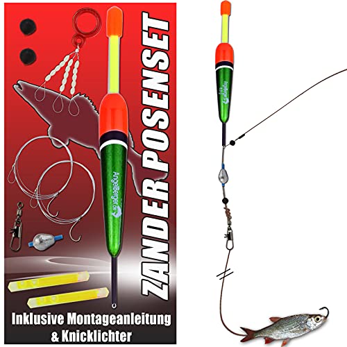 Angel-Berger Zander Posen Set Köderfischmontage mit Knicklicht Ready2Fish Angelset Zander