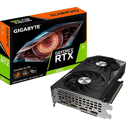 Gigabyte NVIDIA GeForce RTX 3060 Gaming OC V2 Grafikkarte - 8GB GDDR6, 128-bit, PCI-E 4.0, 1807MHz Core Clock, 2X DP 1.4, 2X HDMI 2.1, NVIDIA DLSS - GV-N3060GAMING OC-8GD V2