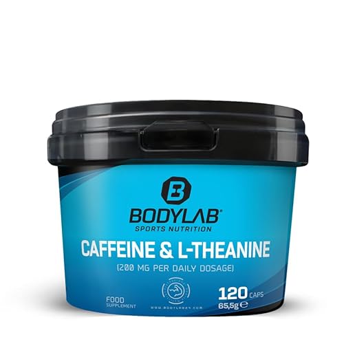 Bodylab24 Caffeine & L-Theanine 120 Kapseln, mit 200mg Koffein und 200mg L-Theanin je Tagesdosis von 2 Kapseln, ideal im Alltag oder vor dem Training