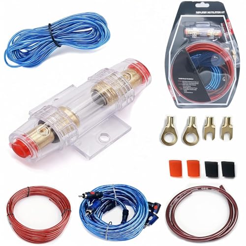JUXINE 10GA Kfz Verstärker Kabelsatz Auto Verstärker Kabel Set, Verstärker Endstufe Kabel 1500w Car Audio Wire 4,5 m Stromkabel Installations-Set Verstärker Endstufe Kabel.