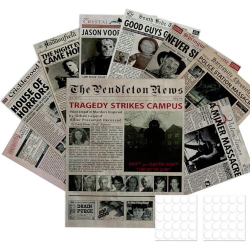 VOPIWOZ 9 Blätter Horror Poster Vintage Halloween Deko Geeignet für Horror-shop, Dark Academia Decor, Halloween Wanddeko