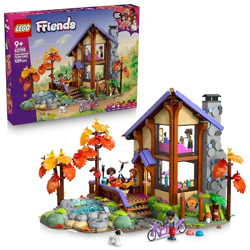 LEGO Friends Gemütliche Hütte im Herbstwald - Miniatur Spielhaus mit 4 Minifiguren, 2 Haustierfiguren & Zubehör - Kinderzimmer Deko - Geschenkidee für Mädchen ab 9 Jahren - 42705