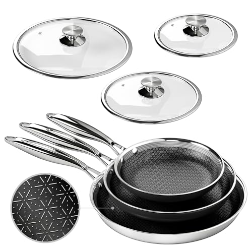 Kitchen Academy Topfset Antihaft mit Glasdeckel Topfset Induktion Edelstahl 6tlg Pfannen Töpfe & Pfannen Set 20,26 und 30 CM, Bratpfannen Set Antihaftbeschichtung mit Deckel für Alle Kochfelder