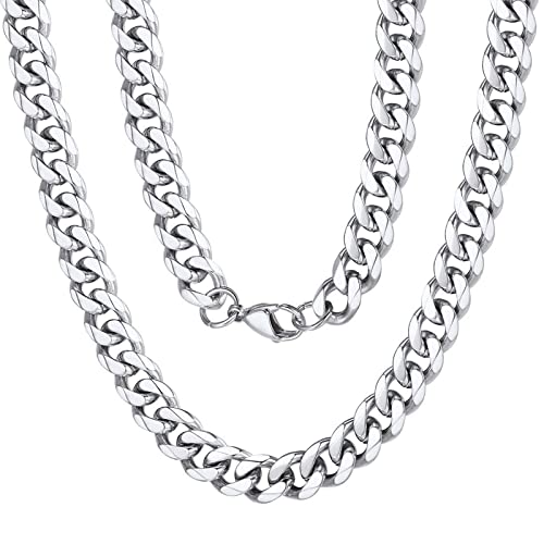 AUXHCYL Silver Chain Men, 7 mm Sturdy Chain Necklace Men Jewelry, Neck Link Chains for Men Man Women Boys Kids, 45 cm 60 cm