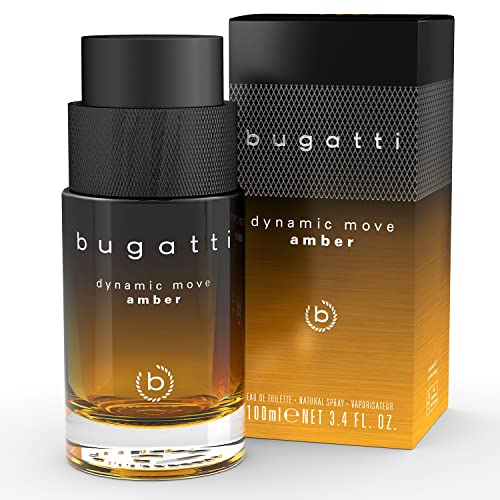 bugatti Parfüm Herren Dynamic Move Amber 100ml I rauchig-warmes Eau de Toilette Herren I sinnlich-starke Kombination aus Zimt, Tabak & Cypriol I Herrenparfüm I dynamisch, pudrig & süßlich-scharf