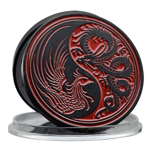 Chinesischer Drache und Phönix Gedenkmünze Metallmedaille Tai Chi Figur Lucky Challenge Coin Collection