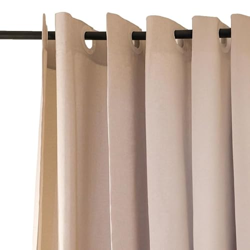 Jean & Len Duschvorhang beige, 100% Polyester, hochwertige Leinenoptik, geeignet für Maschinenwäsche, mit integrierter Aufhängung, wasserabweisend, 180 x 200 cm