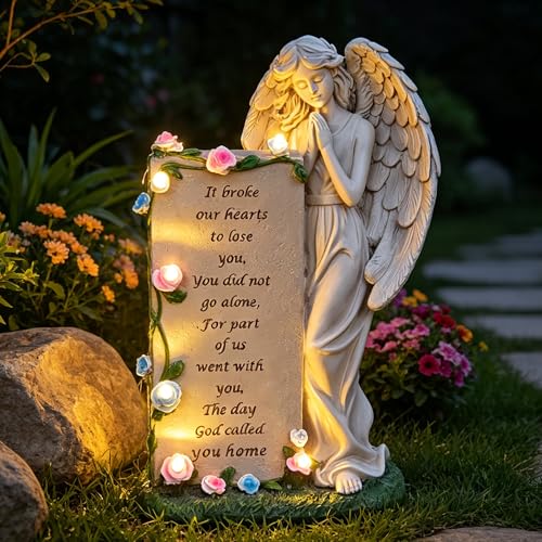 lifemet Solar-Engel-Grabschmuck – Engel-Gartendekoration für den Außenbereich, Engel und Grabsteine, Gedenkgeschenke